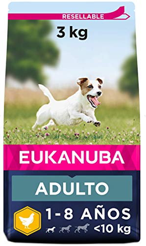 Eukanuba Alimento seco para perros adultos activos de raza pequeña, rico en pollo fresco 3 kg