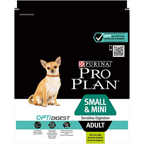 Purina Pro Plan Small Digestion Pienso para Perro pequeño, Mini, Adulto, Digestión Sensible con Cordero, 8 bolsas de 700g