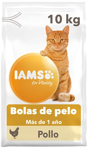IAMS for Vitality Bolas de pelo - Alimento seco para gatos adultos y de edad avanzada (más de 1 año) con pollo fresco, 10 kg
