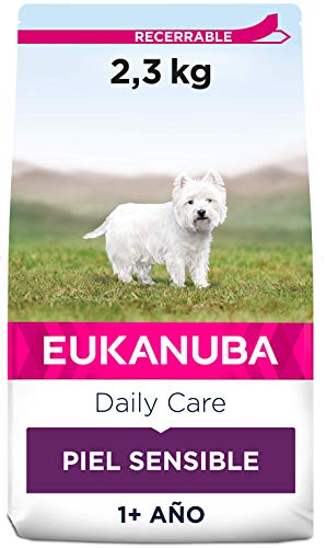 EUKANUBA Daily Care Alimento seco para perros adultos con piel sensible, alimento hipoalergénico con pescado, 2.3 kg
