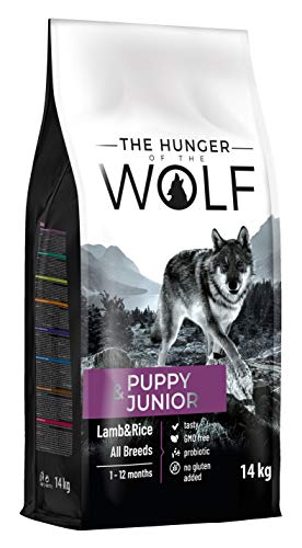 The Hunger of the Wolf Alimento seco para cachorros y animales jóvenes de todas las razas, fórmula delicada con cordero y arroz- 14 kg