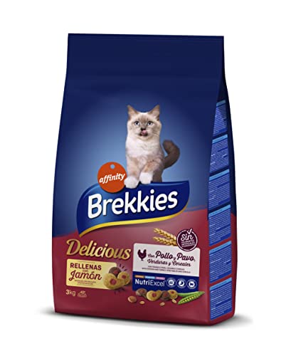 Brekkies Pienso para Gatos Delicious con una Selección de Aves y Verduras - 3000 gr