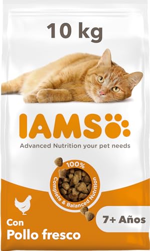 IAMS for Vitality Alimento seco para gatos de edad avanzada con pollo fresco (más de 7 años), 10 kg