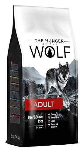 The Hunger of the Wolf Alimento seco para perros adultos de todas las razas, fórmula delicada con ternera y arroz integral- 14 kg