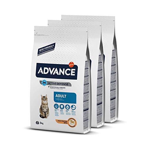 ADVANCE Adult - Pienso para Gatos Adultos con Pollo Y Arroz - Pack De 3 x 3kg - Total 9 Kg