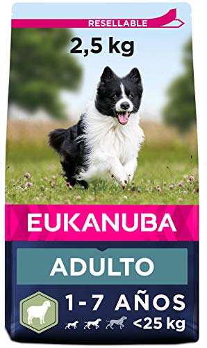 Eukanuba Alimento seco para perros adultos de razas pequeñas y medianas, rico en cordero y arroz, 2,5 kg