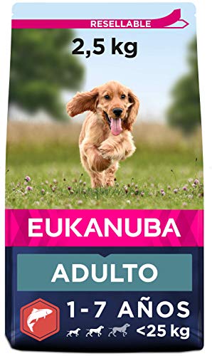 EUKANUBA Alimento Seco para Perros Adultos de Razas Pequeñas y Medianas, Rico en Salmón y Cebada, 2.5 kg