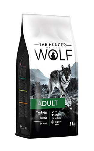The Hunger of the Wolf Alimento seco para perros adultos de razas mini y toy (York, Shiatzu, Chihuahua), fórmula delicada rica en vitamina C con pollo y cordero- 3 kg